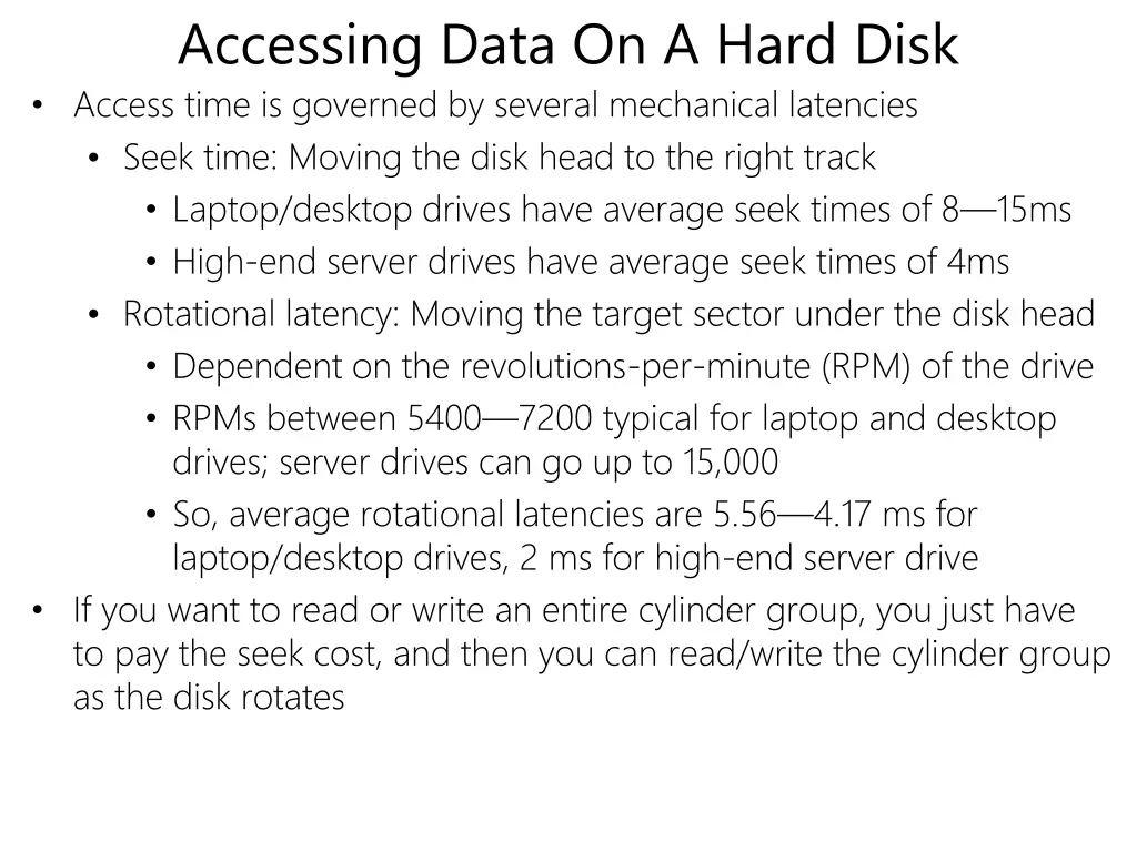 accessing data on a hard disk access time