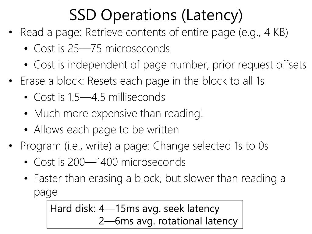 ssd operations latency read a page retrieve