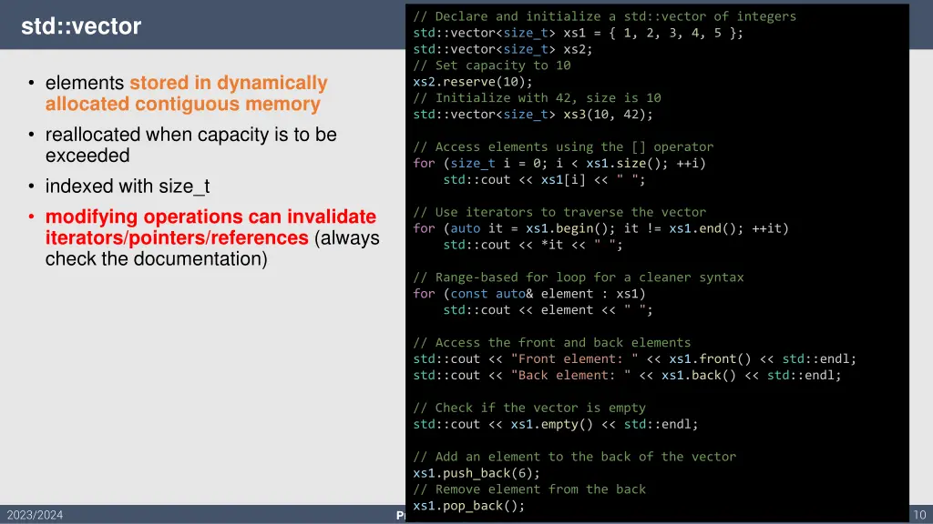 declare and initialize a std vector of integers