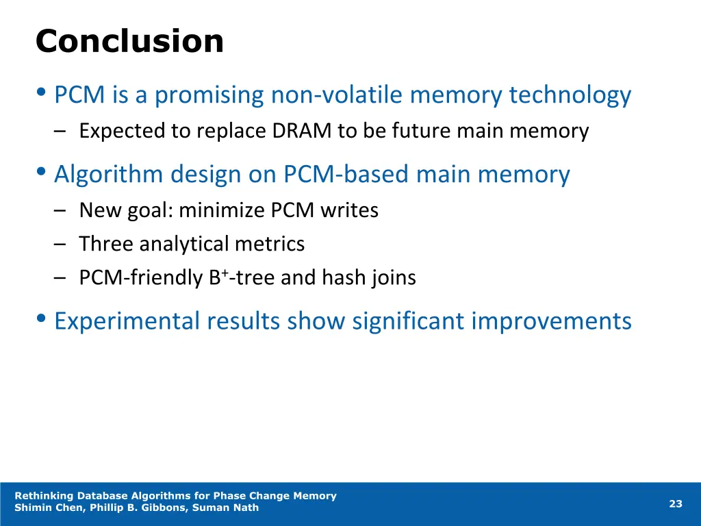 conclusion pcm is a promising non volatile memory