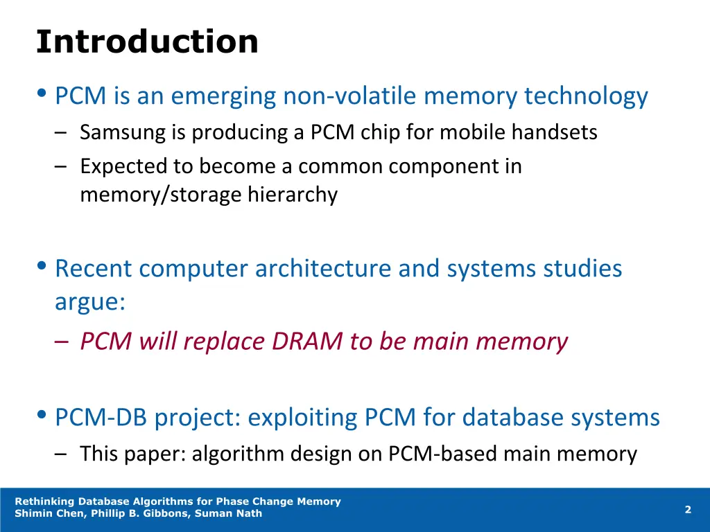 introduction pcm is an emerging non volatile