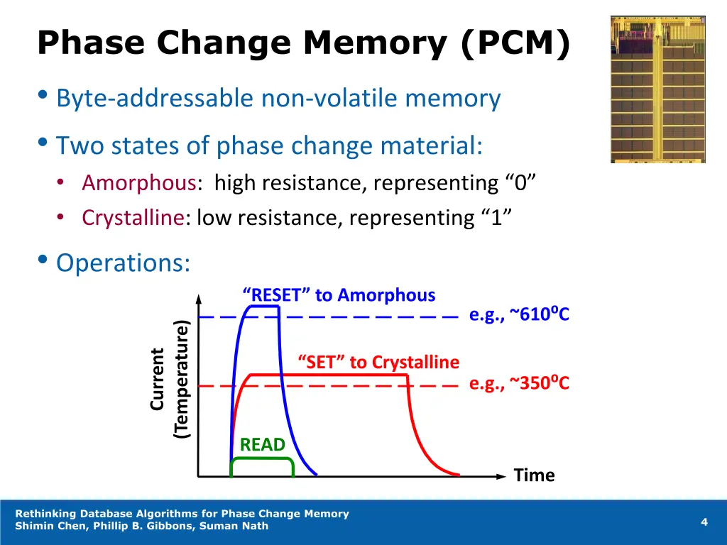 phase change memory pcm byte addressable