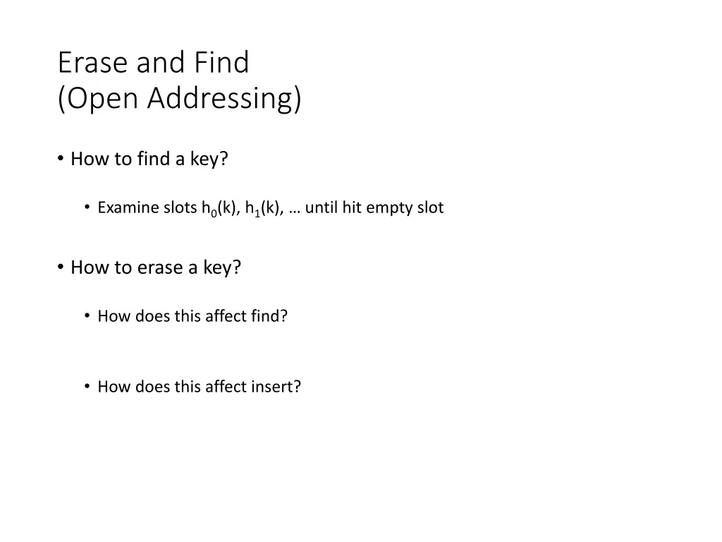 erase and find open addressing