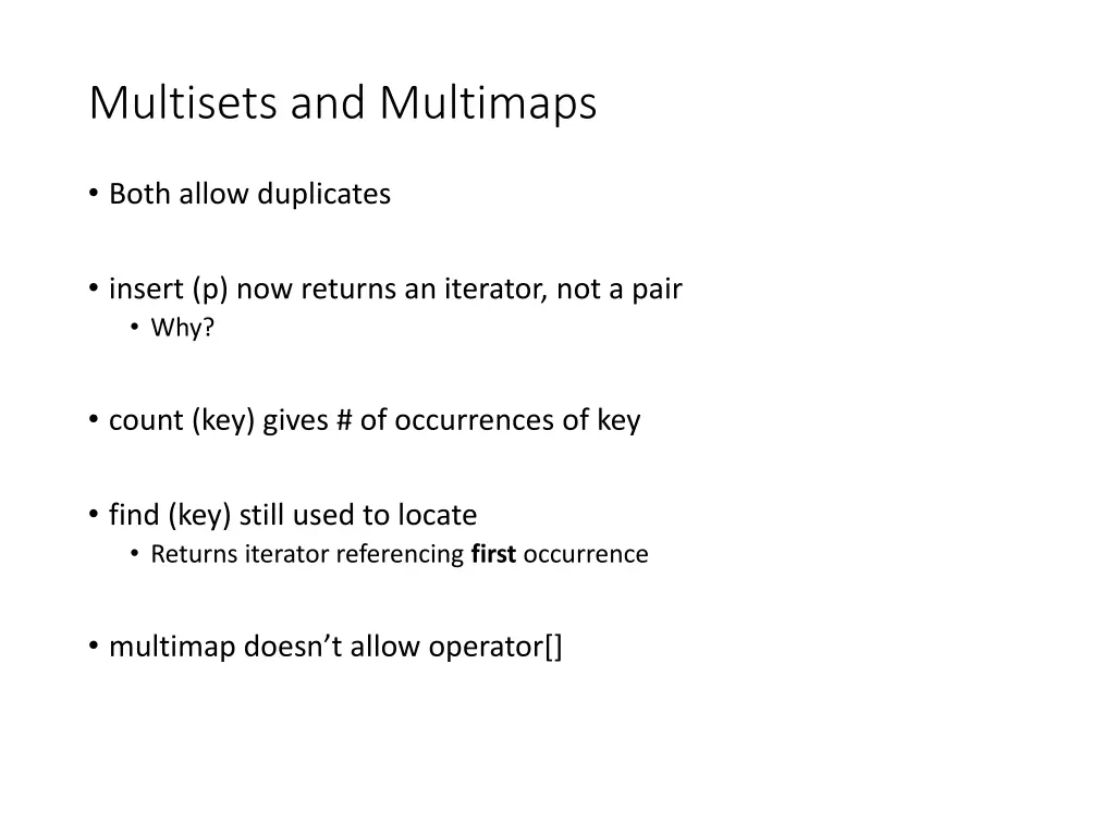 multisets and multimaps