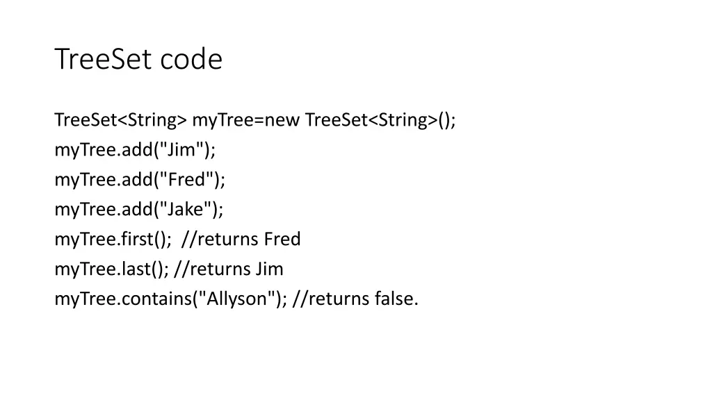 treeset code