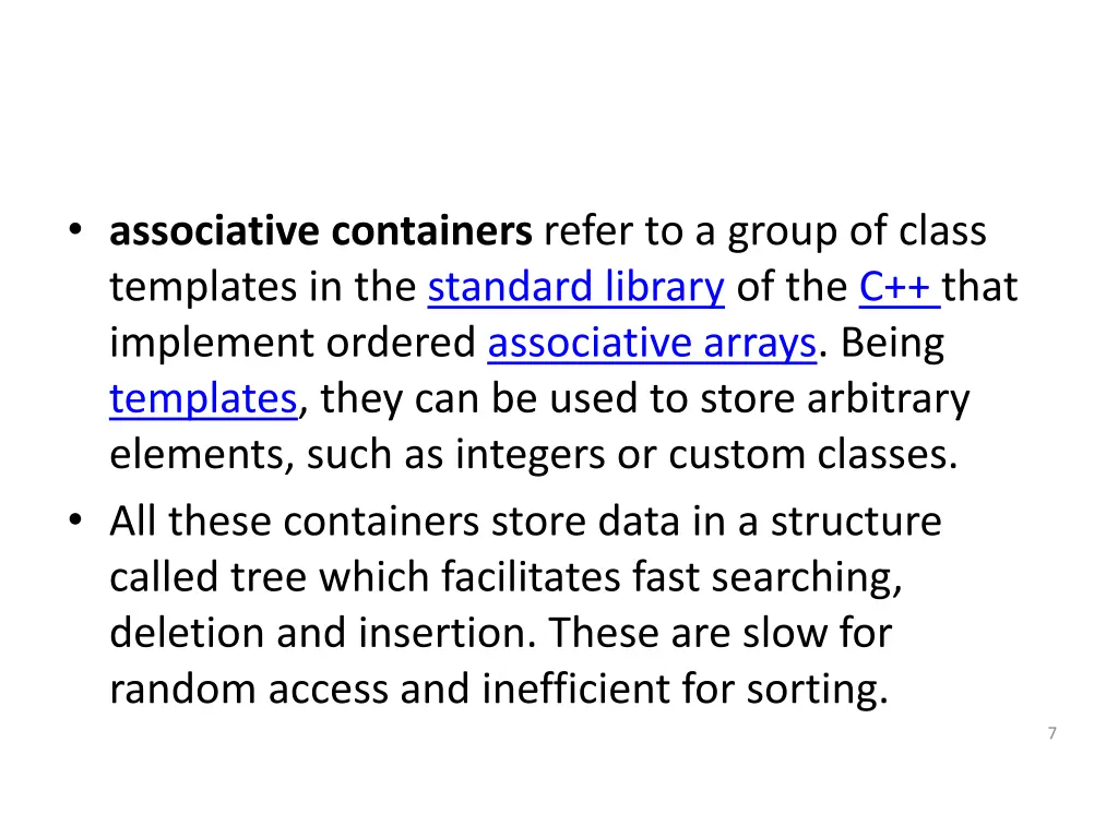 associative containers refer to a group of class