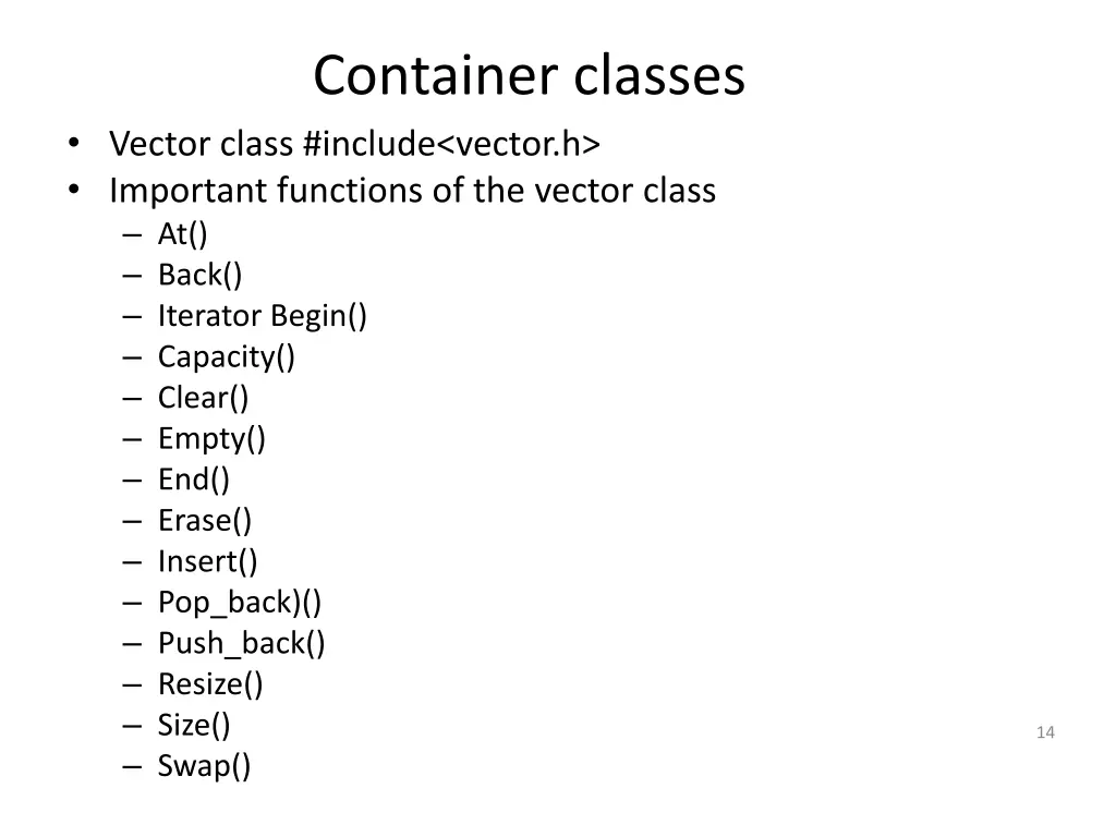 container classes