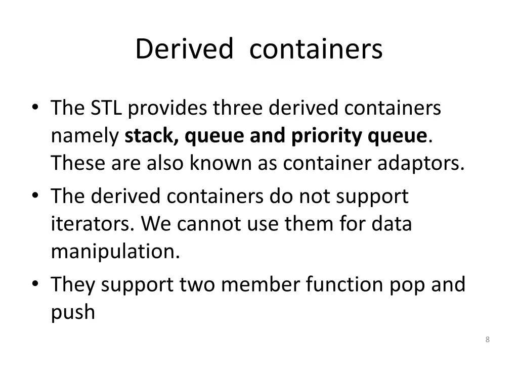 derived containers