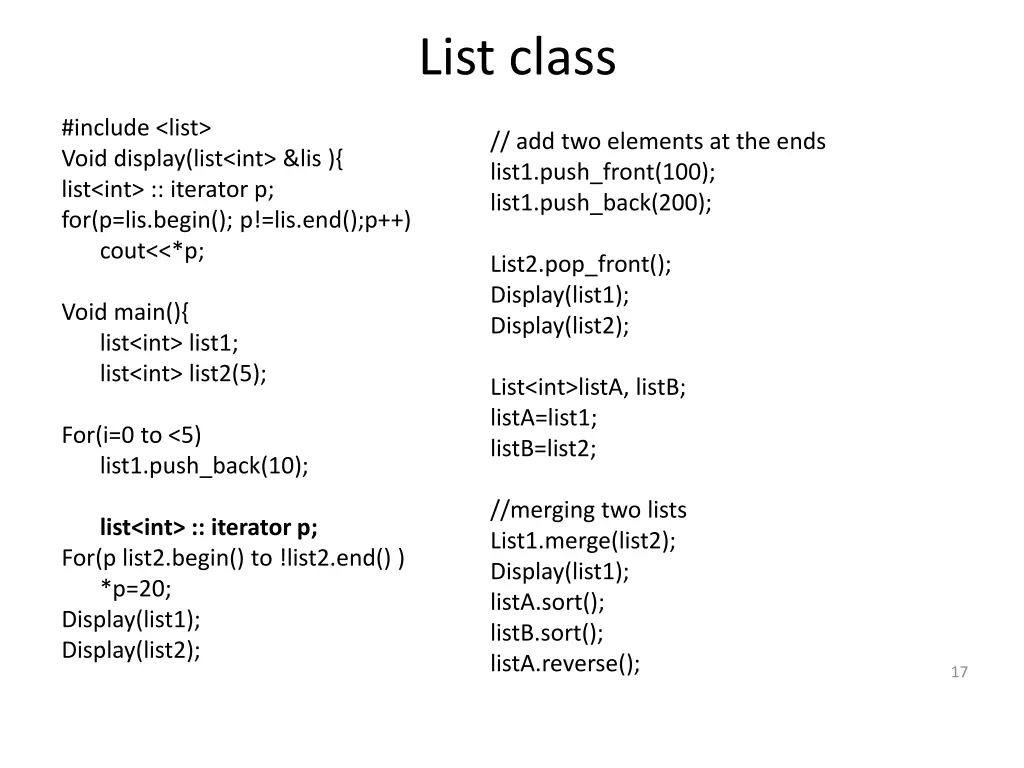 list class