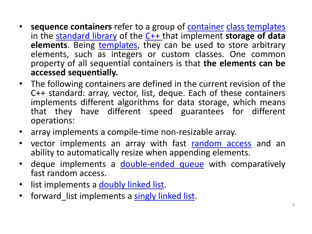 sequence containers refer to a group of container