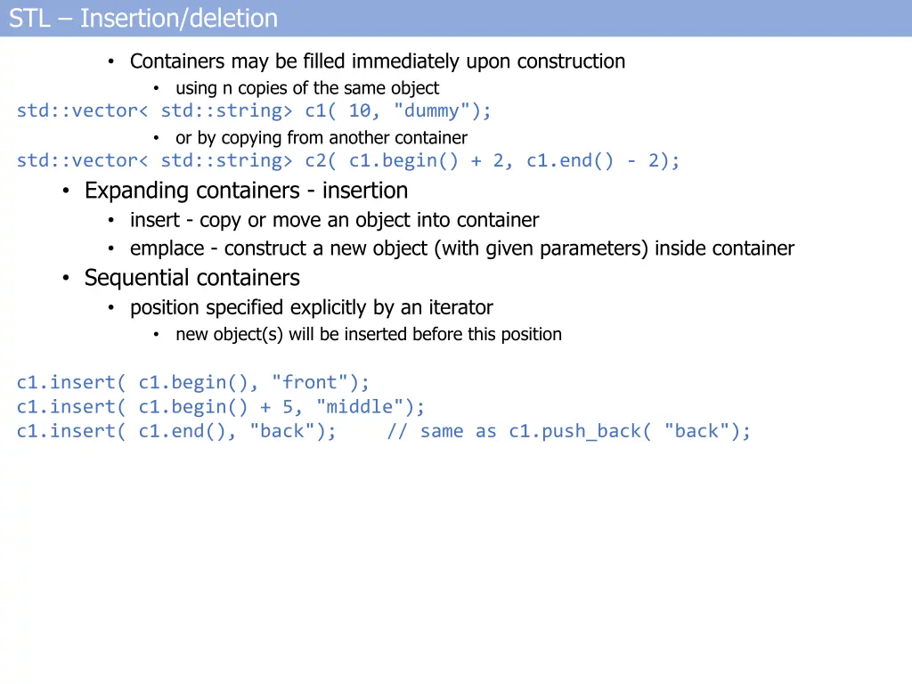 stl insertion deletion