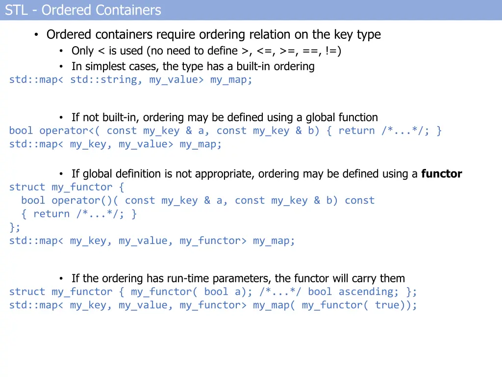stl ordered containers