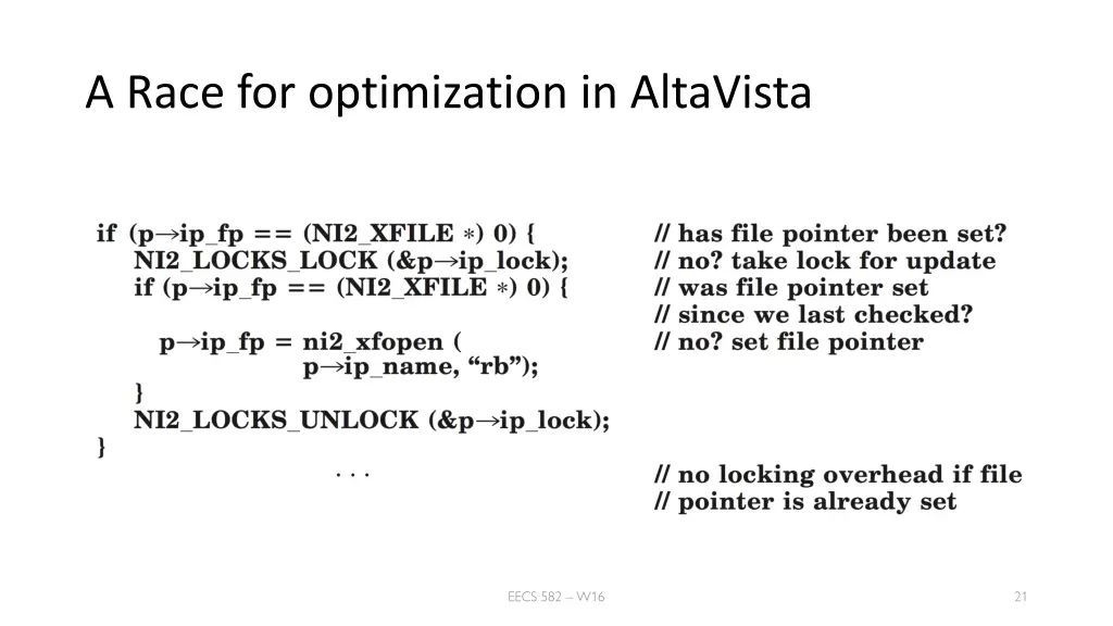 a race for optimization in altavista