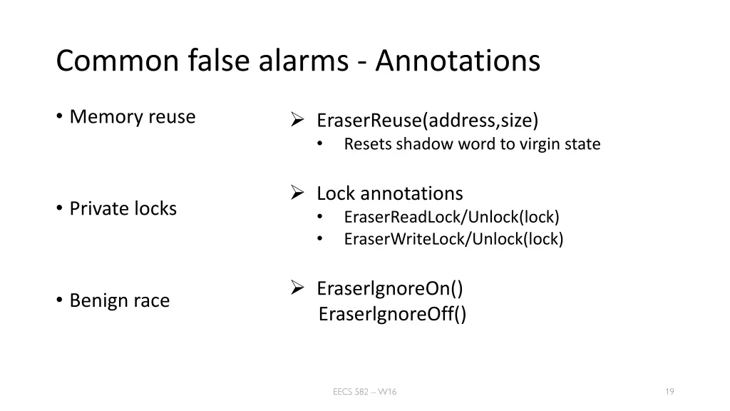 common false alarms annotations