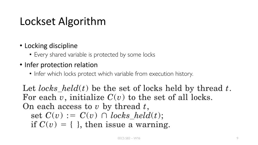 lockset algorithm