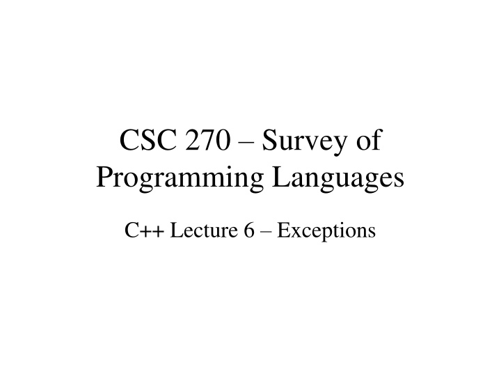 csc 270 survey of programming languages