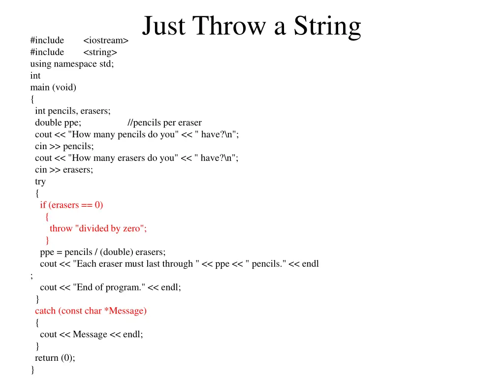 just throw a string