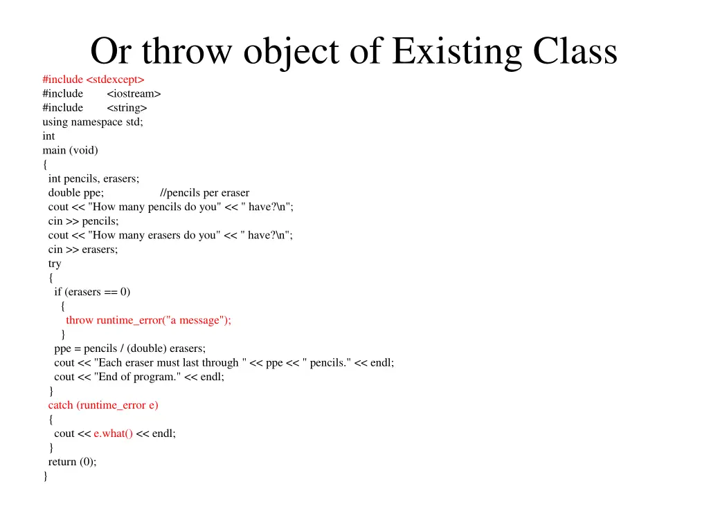 or throw object of existing class include