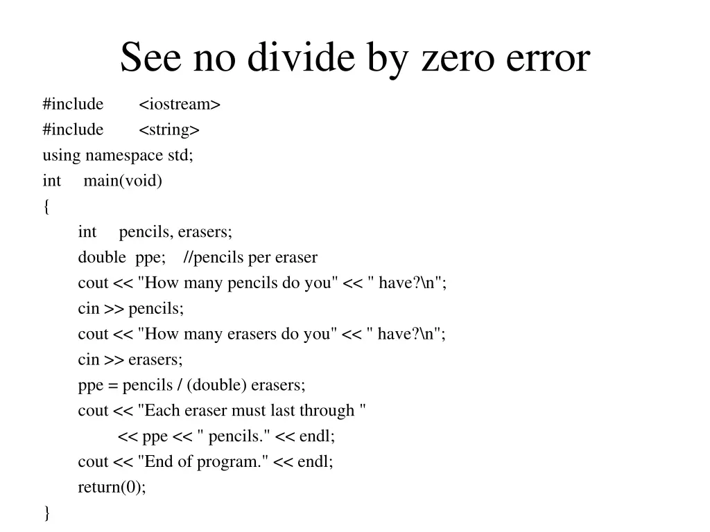 see no divide by zero error