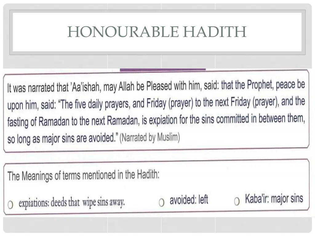 honourable hadith