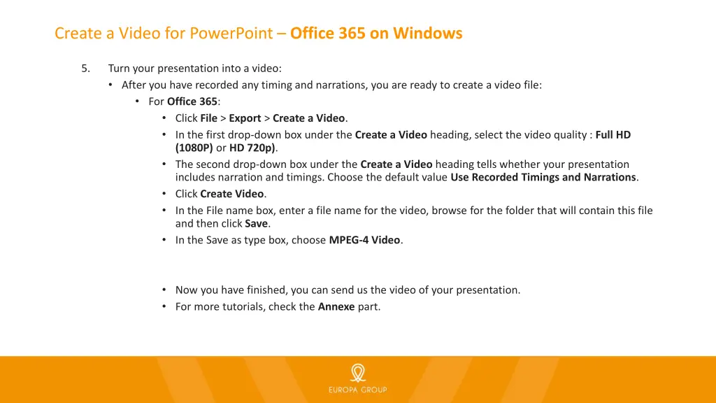 create a video for powerpoint office