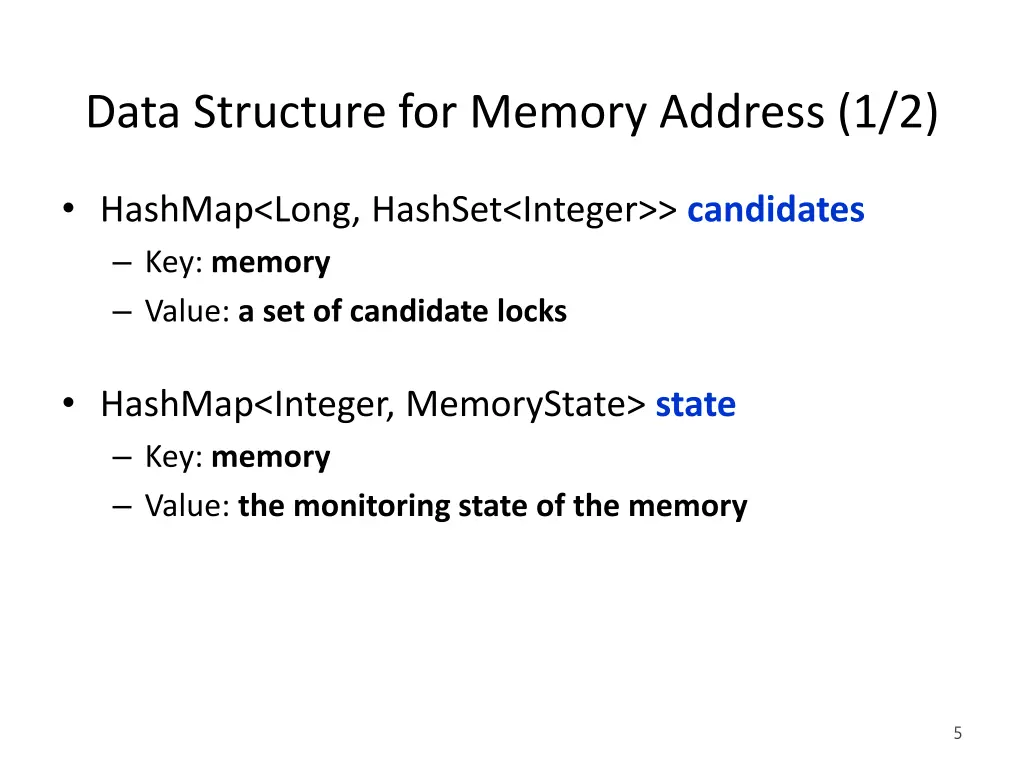 data structure for memory address 1 2