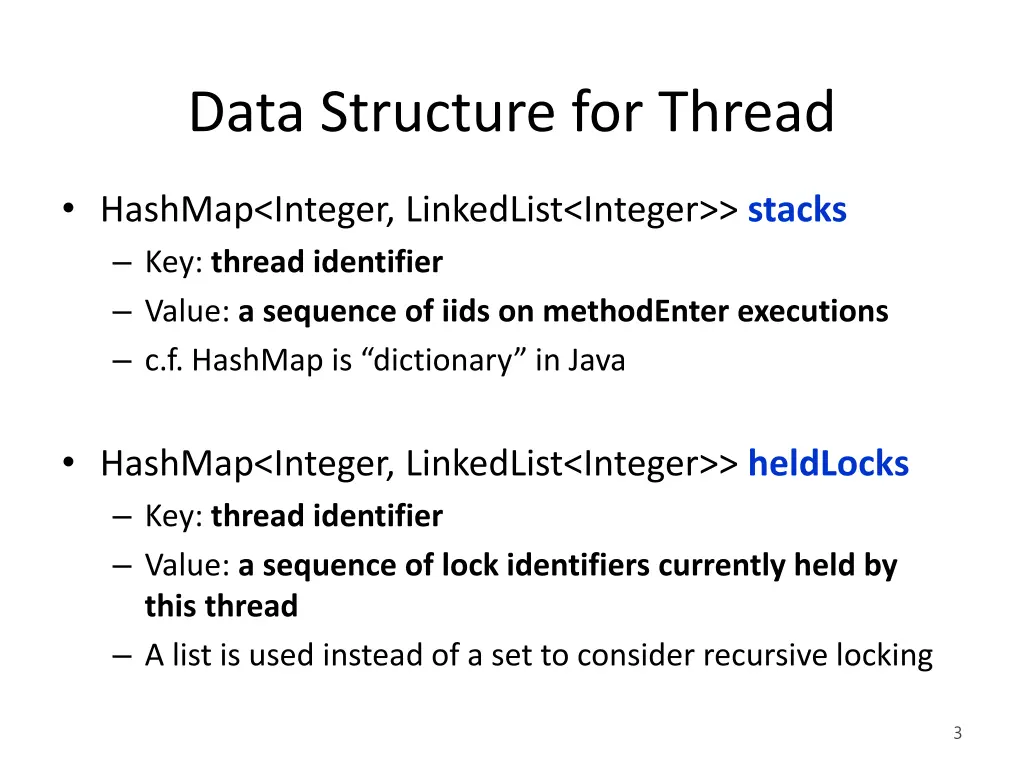 data structure for thread