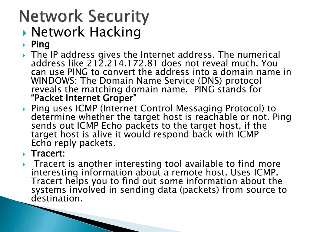 network hacking ping the ip address gives