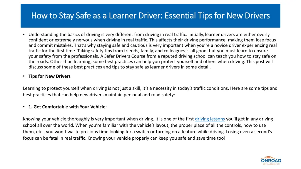 how to stay safe as a learner driver essential 1