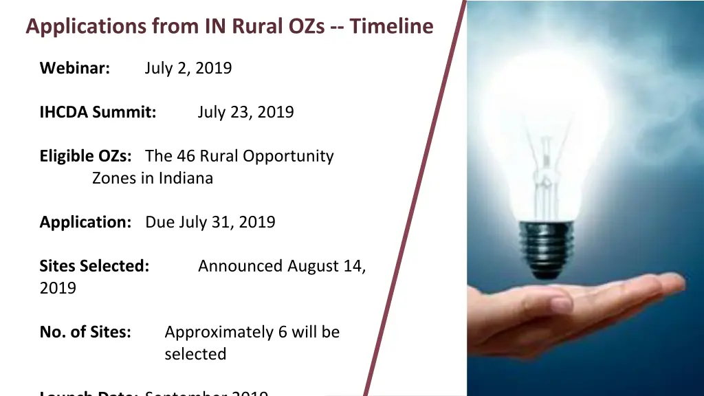 applications from in rural ozs timeline