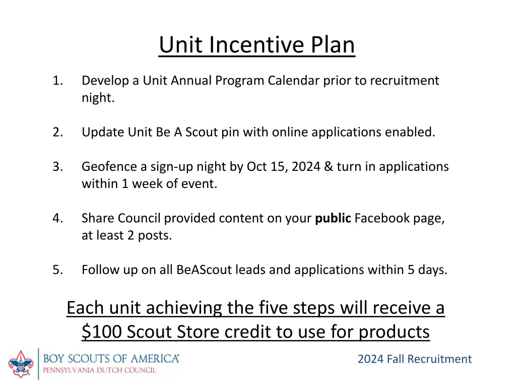 unit incentive plan