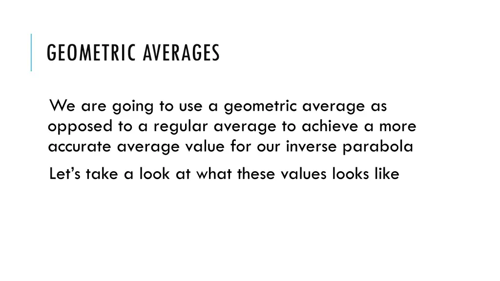 geometric averages