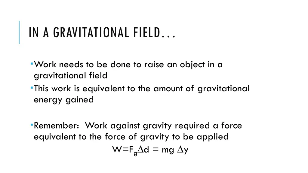 in a gravitational field