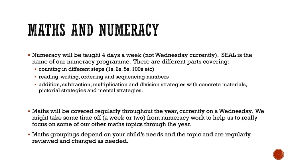 maths and numeracy