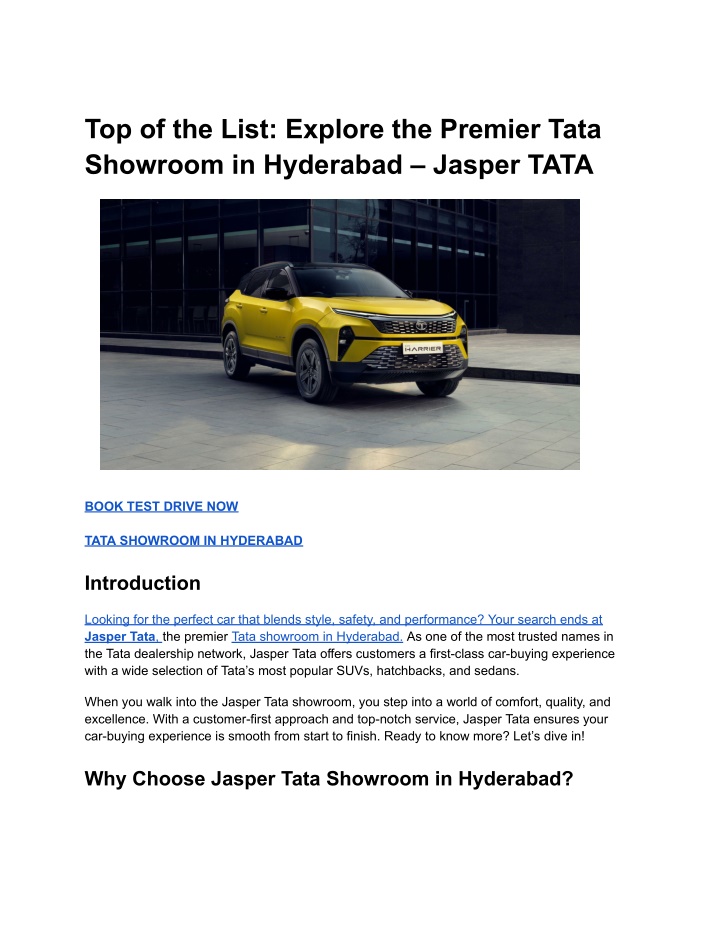 top of the list explore the premier tata showroom