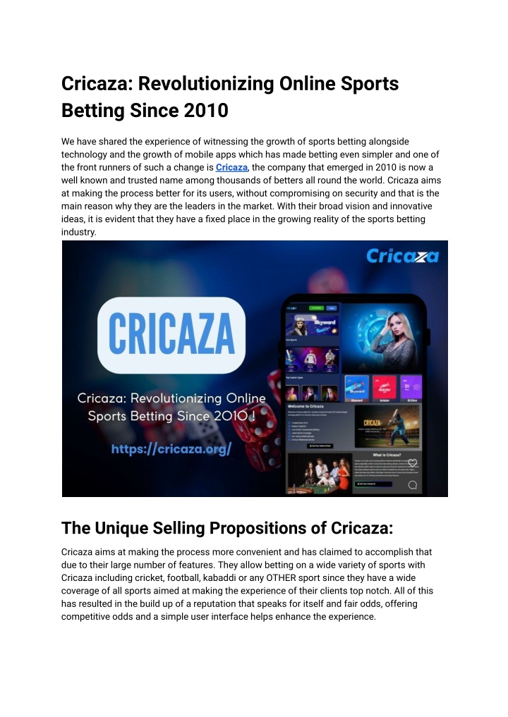 cricaza revolutionizing online sports betting