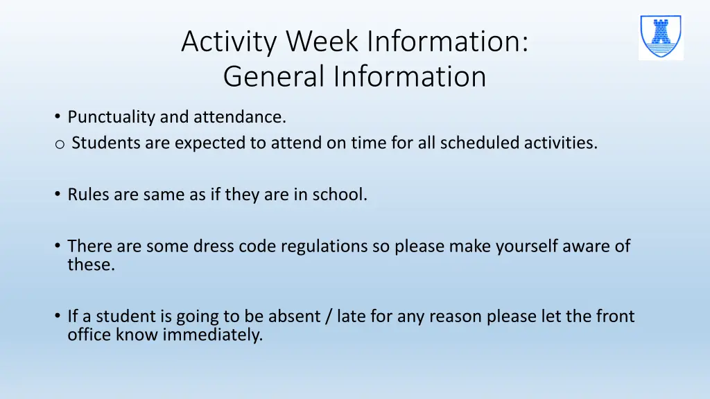 activity week information general information