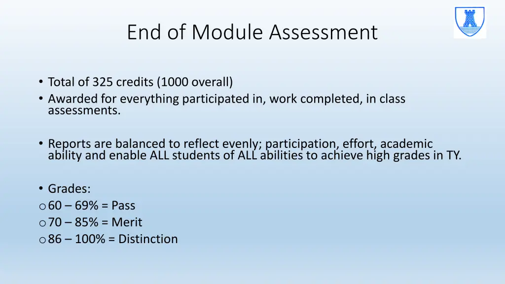 end of module assessment