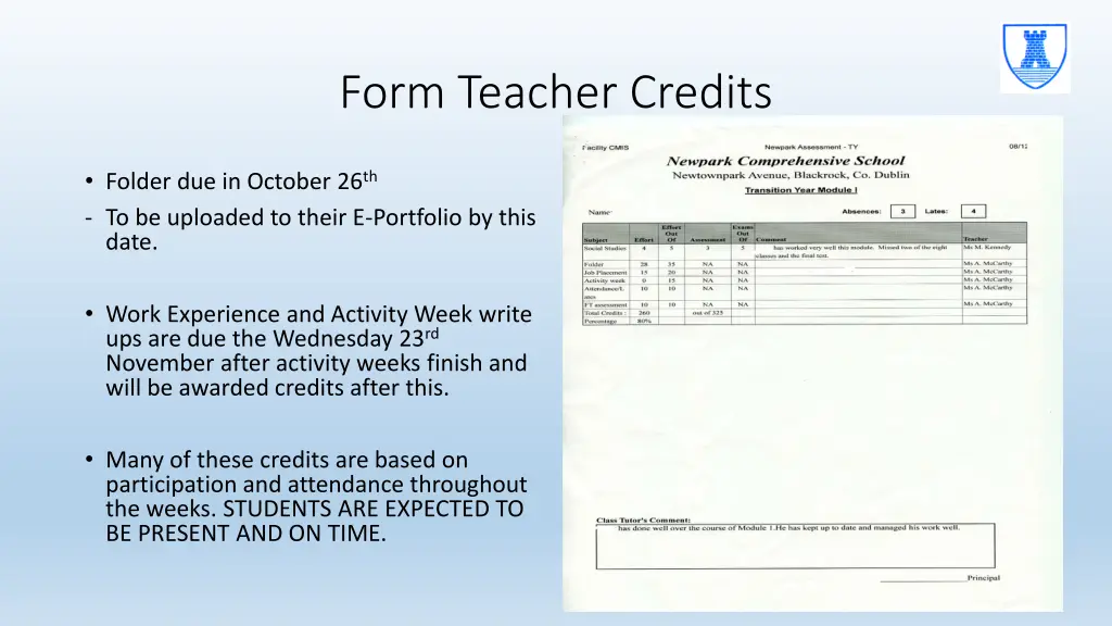 form teacher credits