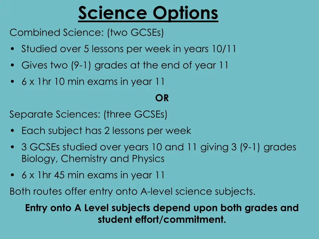 science options