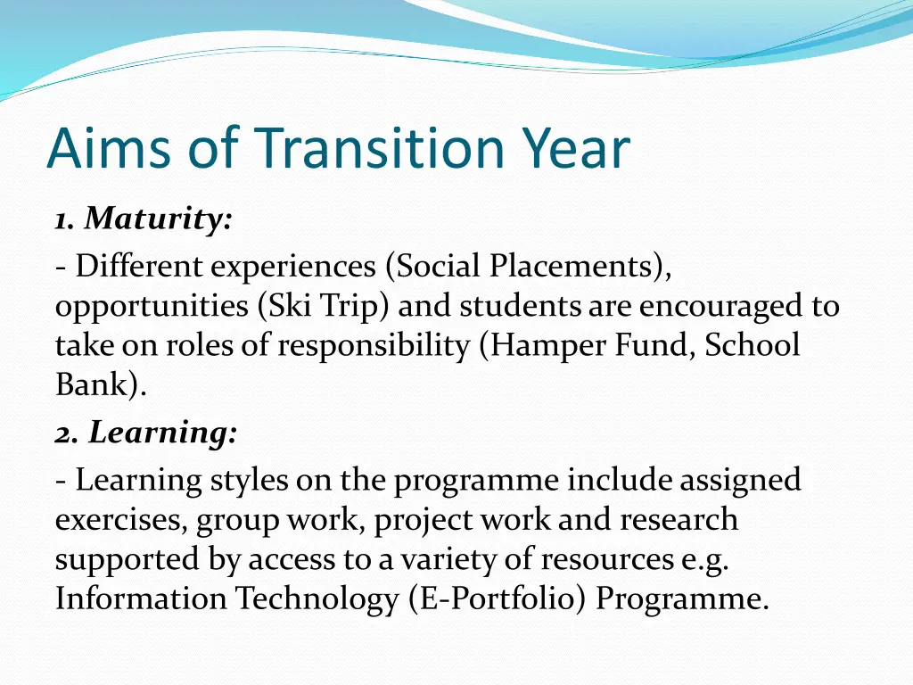 aims of transition year