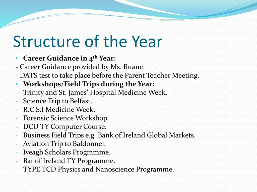 structure of the year career guidance