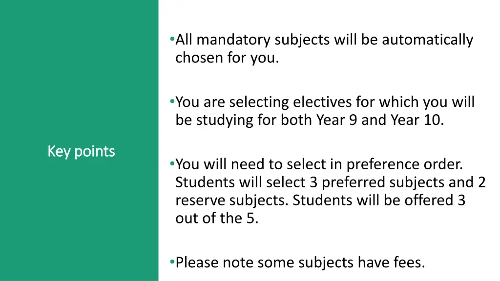 all mandatory subjects will be automatically