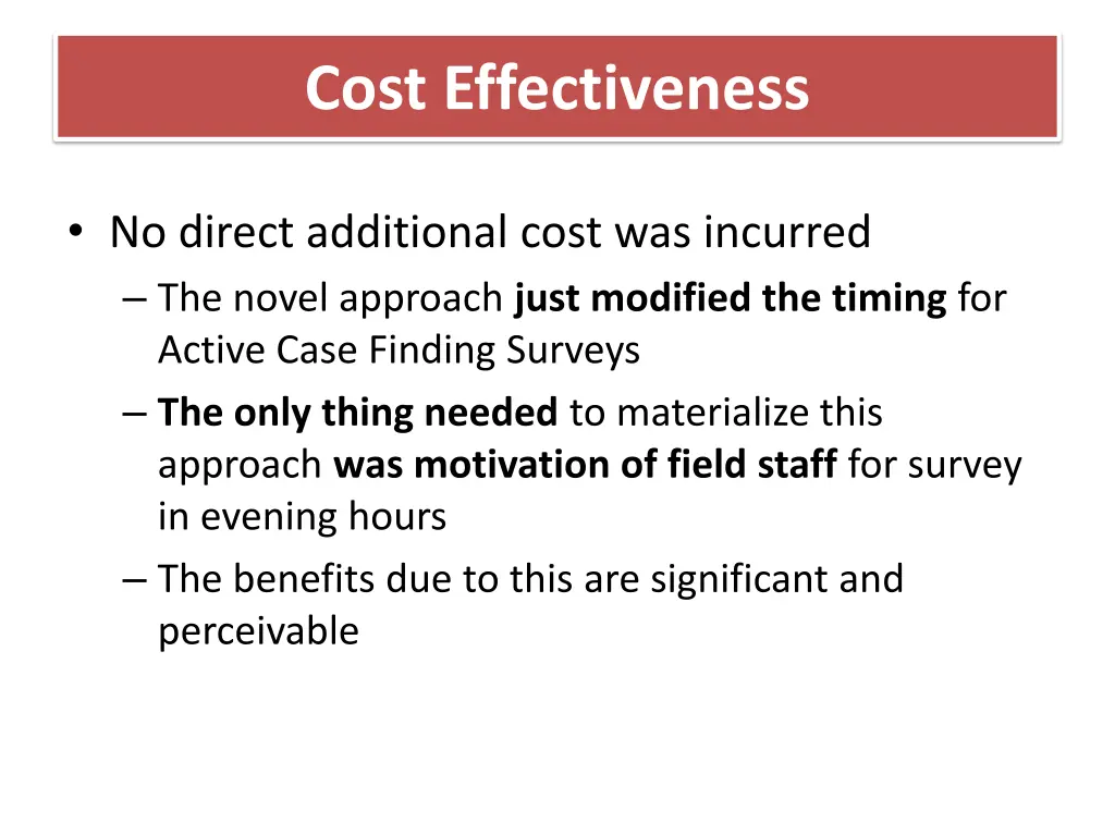 cost effectiveness