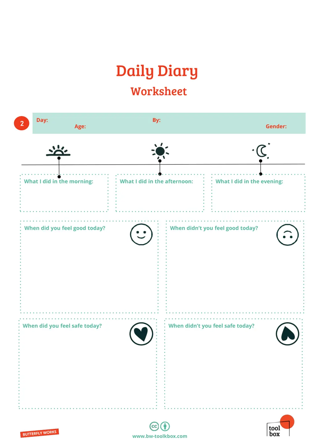 daily diary worksheet 1