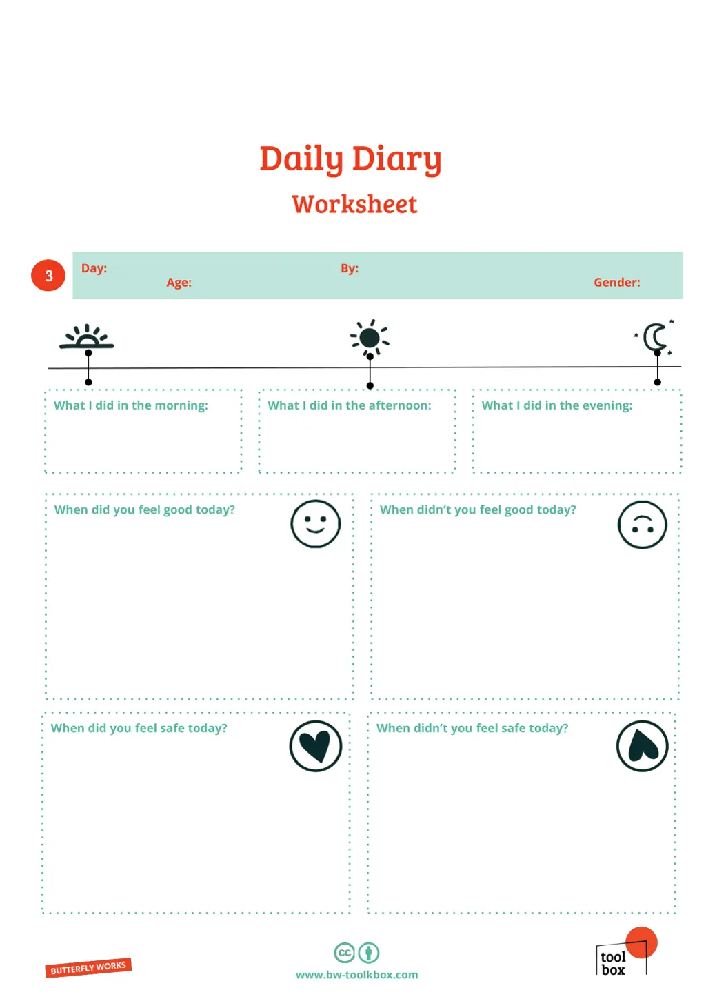 daily diary worksheet 2