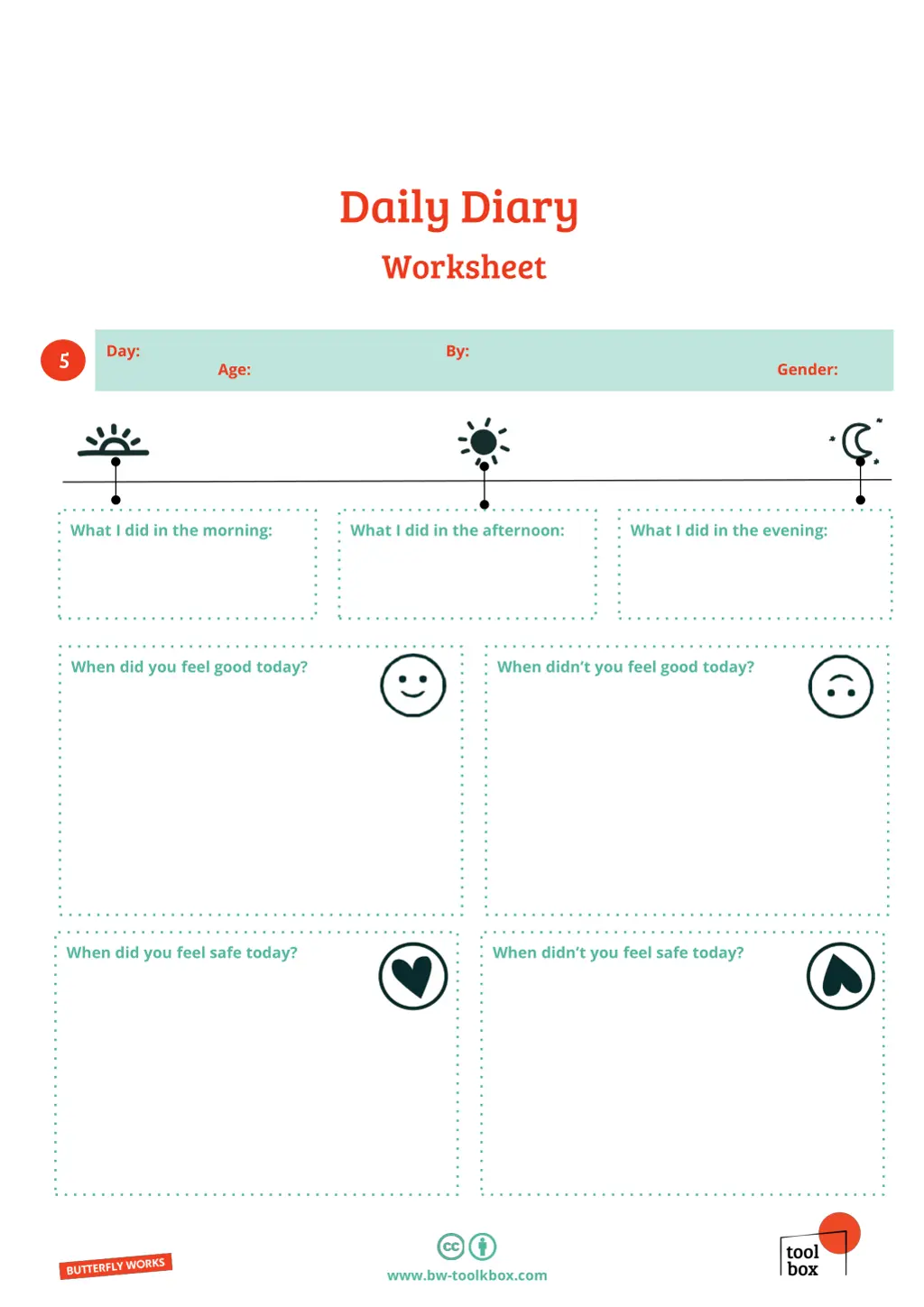 daily diary worksheet 3