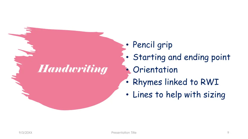 pencil grip starting and ending point orientation