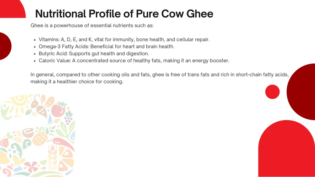 nutritional profile of pure cow ghee