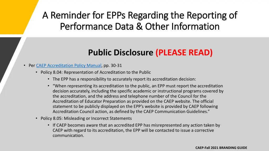 a reminder for epps regarding the reporting